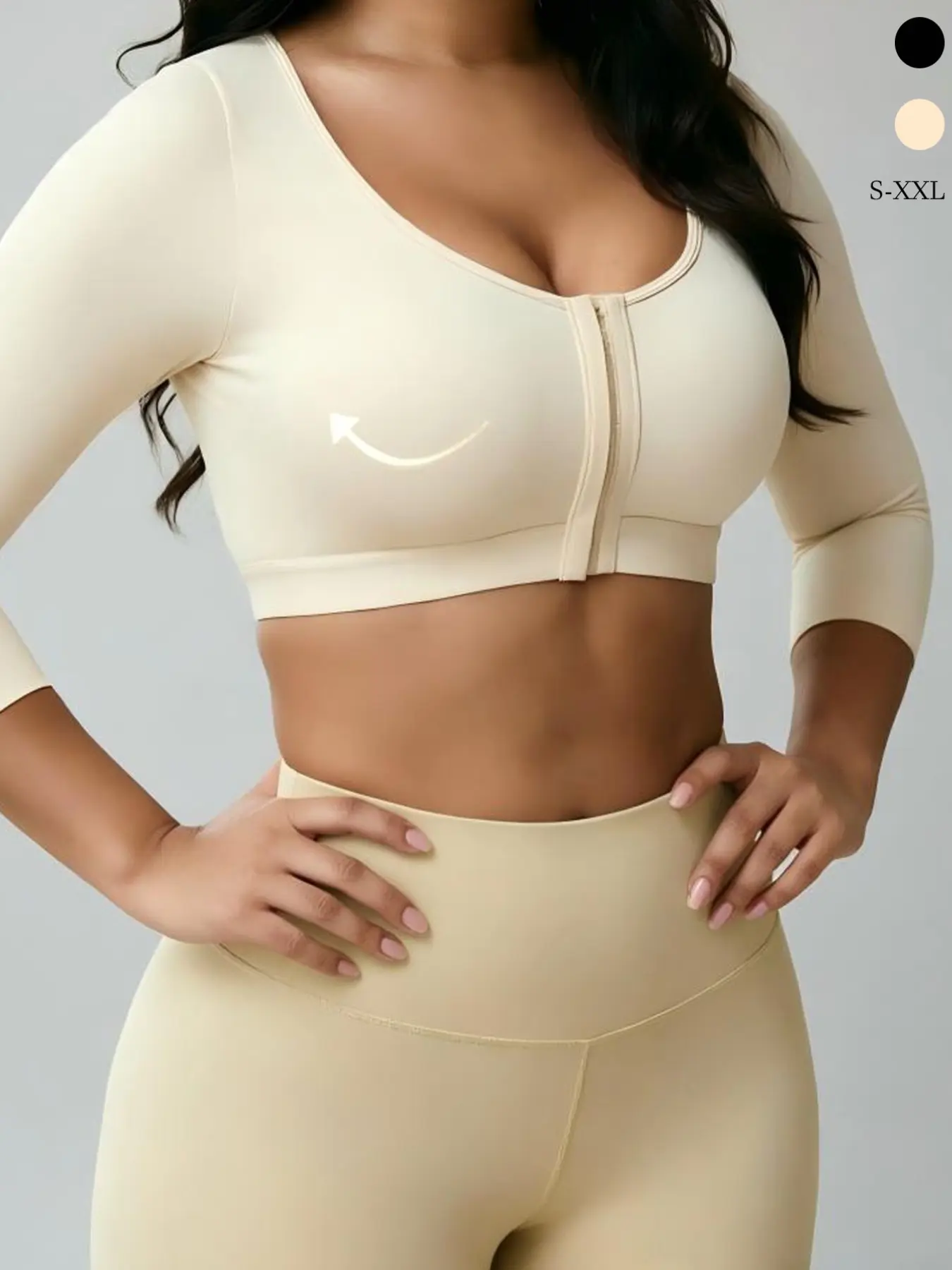 Women's Arm Shaper Bra, Push-Up Backless Body Sculpting Top, Adjustable Posture Corrector, Trendy European Style, Comfortable Fit
