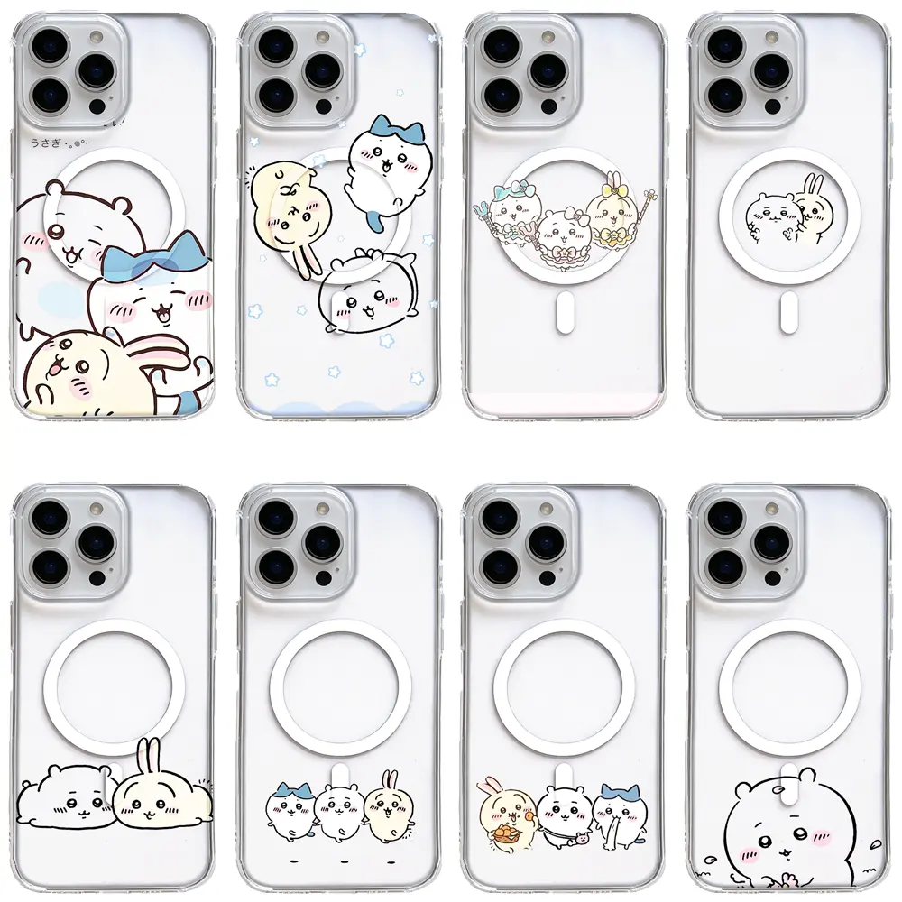 Popular Hot IP Chiikawa Cute Cartoon Character MagSafe Clear Phone Case for iPhone 17/16/15/14/13/12/11 Pro Max/Pro/Plus & Samsung S23/S24/S25/S26 Ultra/Plus,Perfect for Kawaii Cartoon Lovers Birthday Holiday Gifts