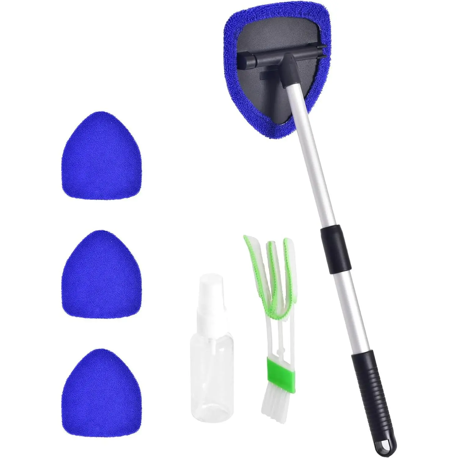 Windshield Cleaner  Windshield Cleaning Tool with 3 , Washable Microfiber Pads and Extendable Handle Microfiber  Window Cleaner
