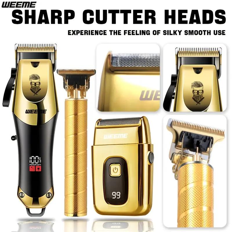 Electric Multifunctional Hair Trimmer Kit, Professional Cordless Hair Clippers and T-Blade Trimmer Combo for Men with LED Display, Barber Equipment Set
