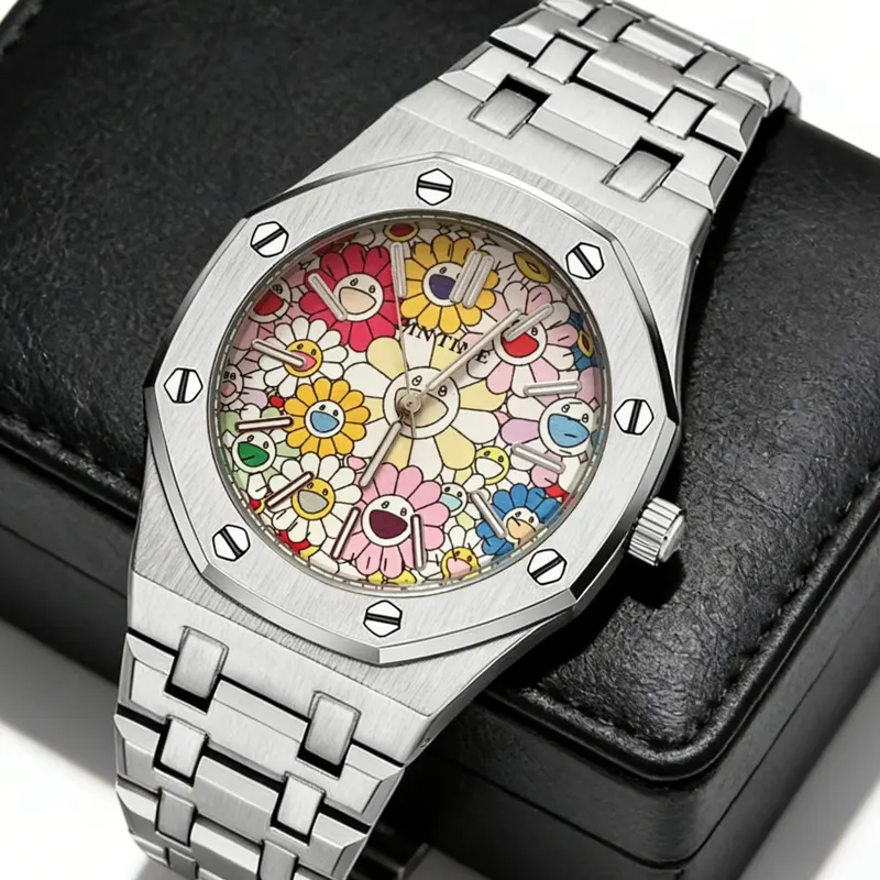 Men's Quartz Watch with Stainless Steel Band, Casual Round Face, Waterproof, Gift Box Included, Perfect for Daily Wear, Casual Fashion Wristwatch