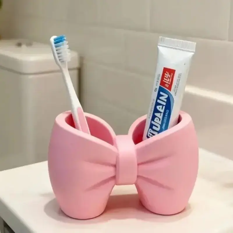 Bow Toothbrush Holder Organizers, Bathroom Sink Organizer, Toothbrush Holders For Bathrooms, Toothbrush and Toothpaste Rack, 3D Printed Storage Stand, Decorative, 1pc