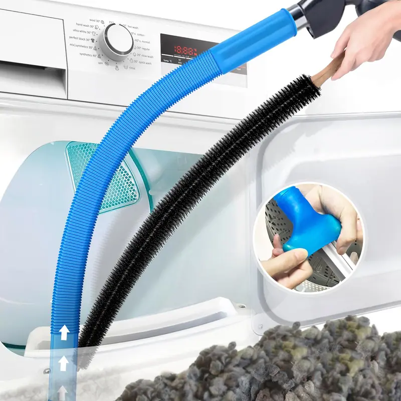 2-Piece Dryer Vent Cleaner Kit for Home Care - Universal Connector, Lint Brush, Hose Attachment, Interior Cleaning Brush Dusters/Duster Heads, Tools and Cleaning for Vacuum-Enabled Lint Removal