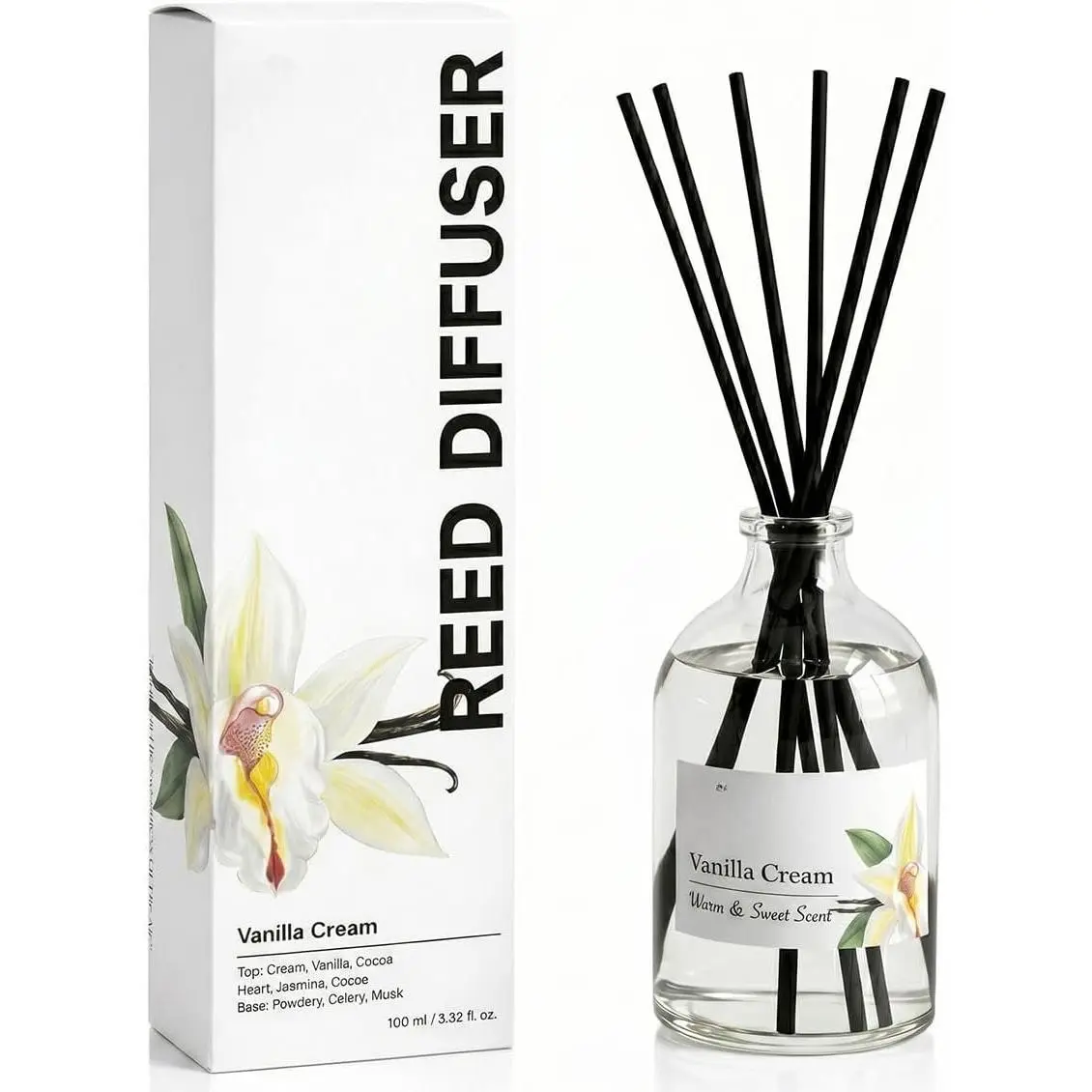Bathroom Reed Diffuser Set - Long-Lasting Essential Oil Scent, Glass Bottle with Sticks, Fragrance Aroma Enhancer Scented Oil Diffusers for Women