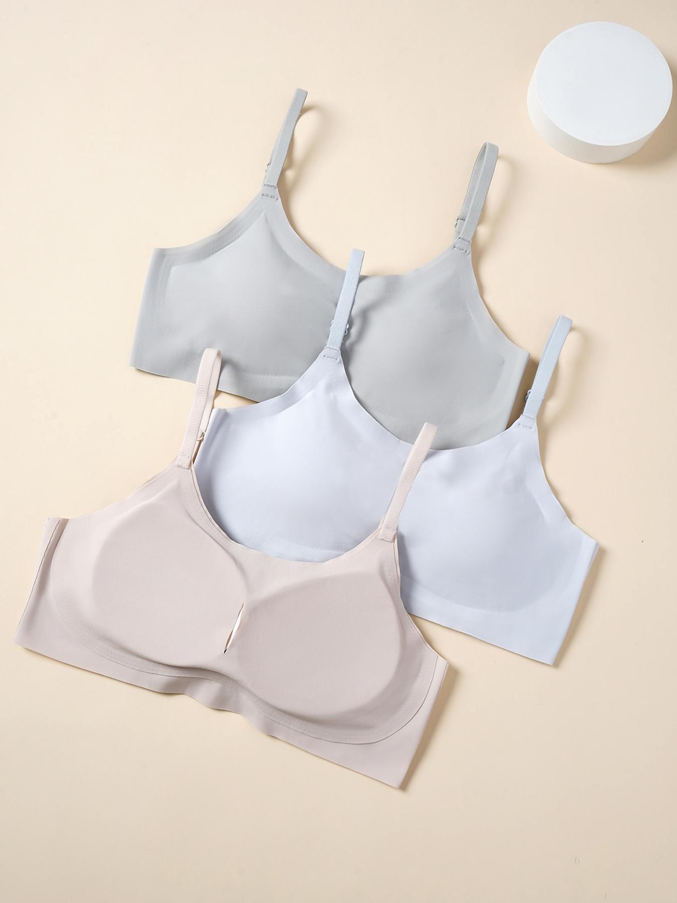 3-Piece Teen Girls Youth Underwear Set, Includes Comfortable Padded Bra, Solid Brami Tank, Solid Colors with Cartoon Patterns, Suitable for All Seasons, Everyday Wear Underwear
