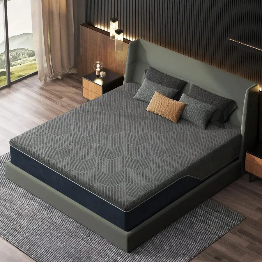 10/12/14" Foam Mattress, Gel Memory Foam Mattress, Medium Firmness, Boxed Mattress, CertiPUR-US Certified, Black