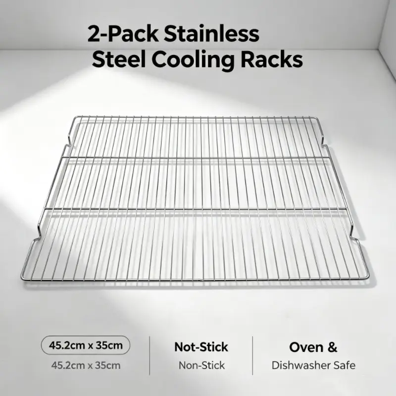 Two-Piece Thick Stainless Steel Baking Cooling Rack, Holiday Cookie Cake Turkey Rack, Christmas Thanksgiving Easter Baking Tool, Oven Grill Dual-Use Commercial Home Multifunctional Storage Rack
