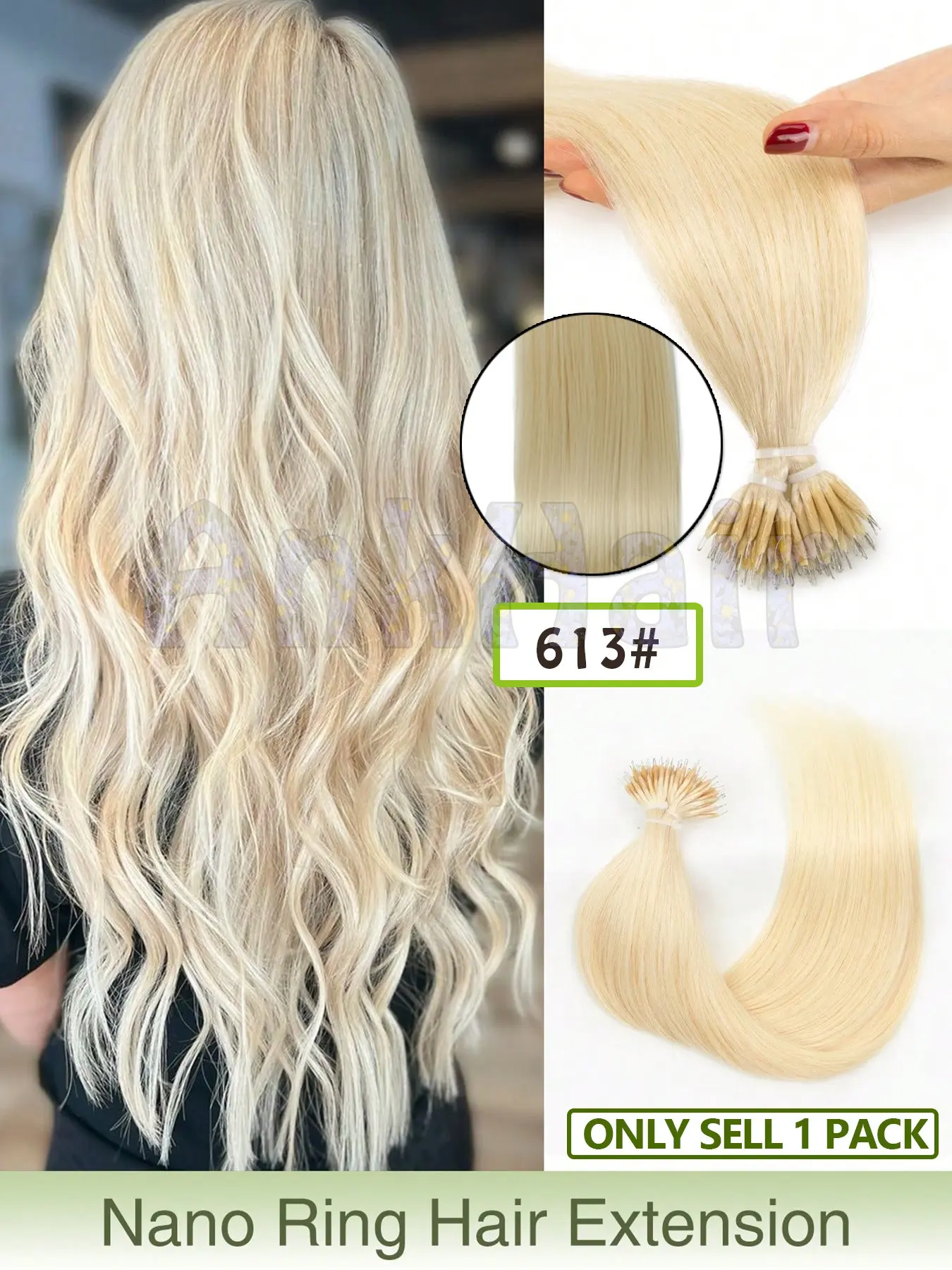 12-20 Inch Nano Ring Real Human Hair Extensions, Smooth Straight Remy Hair, Nano Bead Weft, Nano Tip Extensions for Women, Natural Looking Hair, Natural Straight Hair