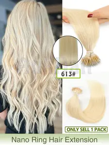 12-20 Inch Nano Ring Real Human Hair Extensions, Smooth Straight Remy Hair, Nano Bead Weft, Nano Tip Extensions for Women, Natural Straight Hair