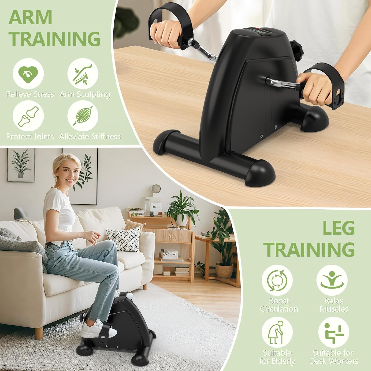 Under Desk Elliptical & Mini Exercise  - Seated Electric  Exerciser Under Table Oval Electric - Seniors Sit Exerciser Full Assembled Pedal with Remote Control