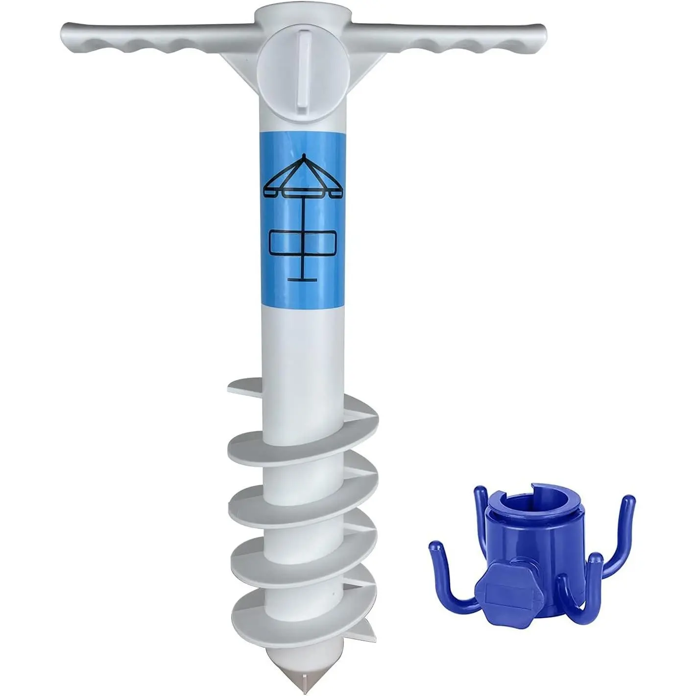 Heavy Duty Beach Umbrella Sand Anchor, Umbrella Holder Stand with 5 Spiral Screw Safe Stand for  Winds
