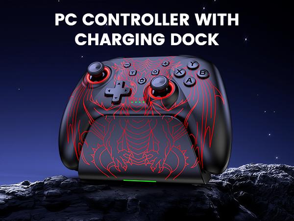 Wireless PC Controller, 1000Hz Polling Rate, Hall Effect Joysticks & Triggers, Controller for PC/Switch 2/Switch/Android/IOS, 1000mAh Battery, with 7 Light Modes/Paddle/Turbo/Motion/Charging Dock