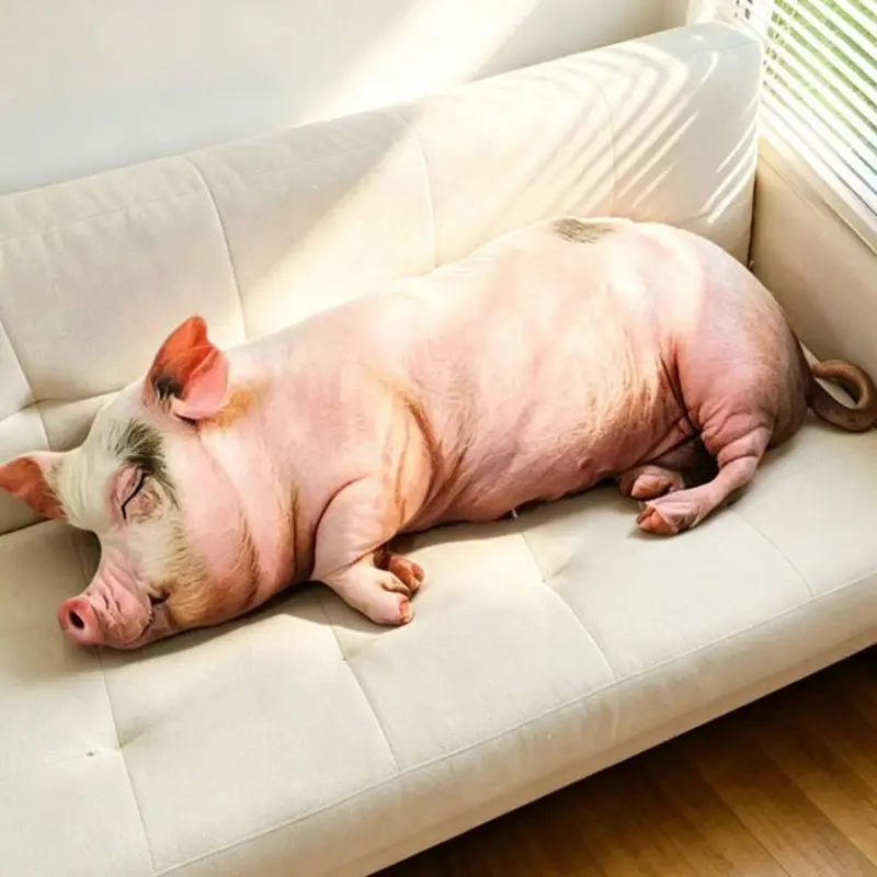 Plush Pig-Shaped Pillow, Soft Sleep Support Cushion, Sofa Bed Decorative Accessory, Cute Pig Design, Single Pack