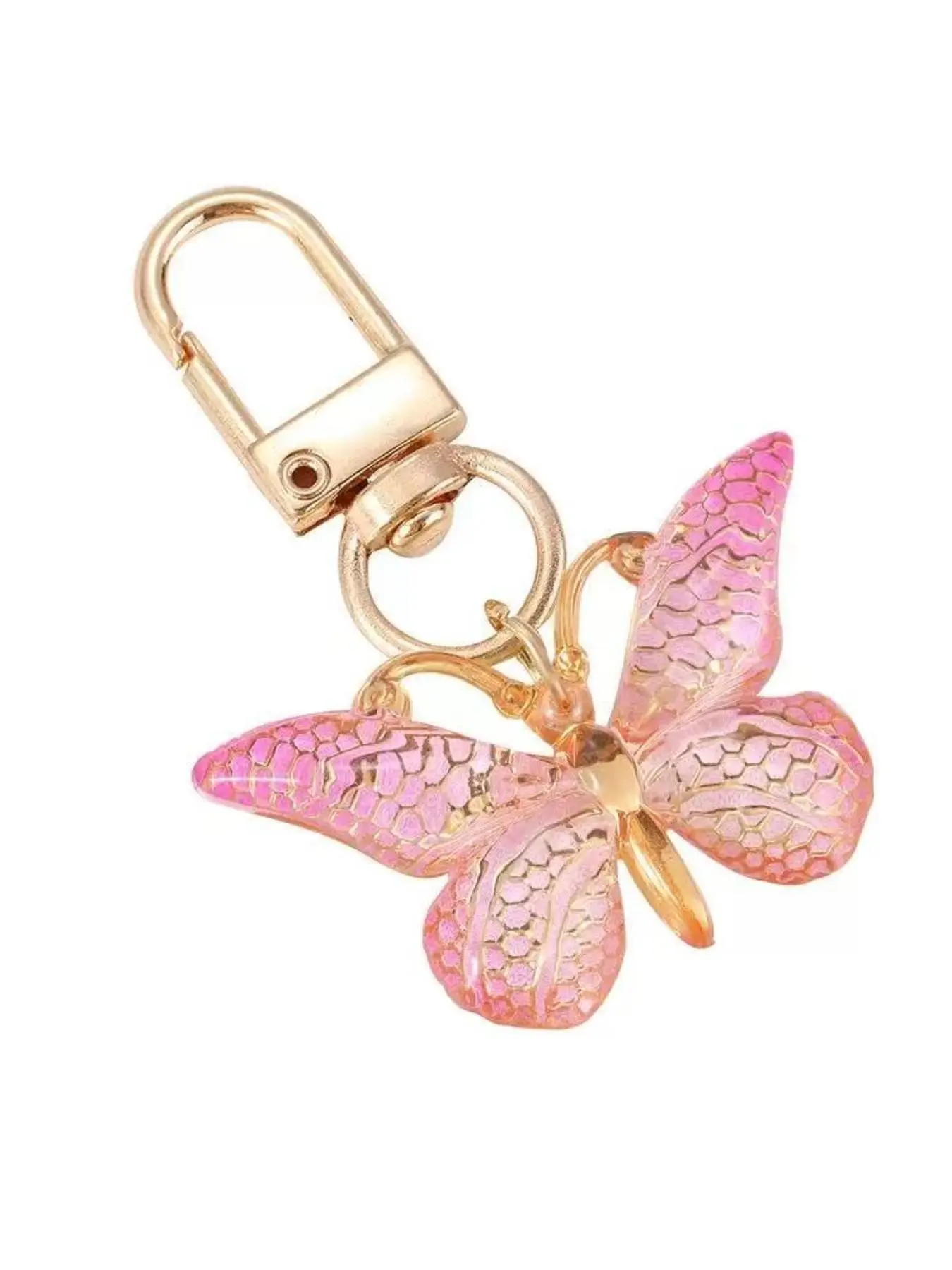 Gradient Color Butterfly Keychain Pendant Bag Accessory Earphone Charm Stylish Hanging Decoration Gift