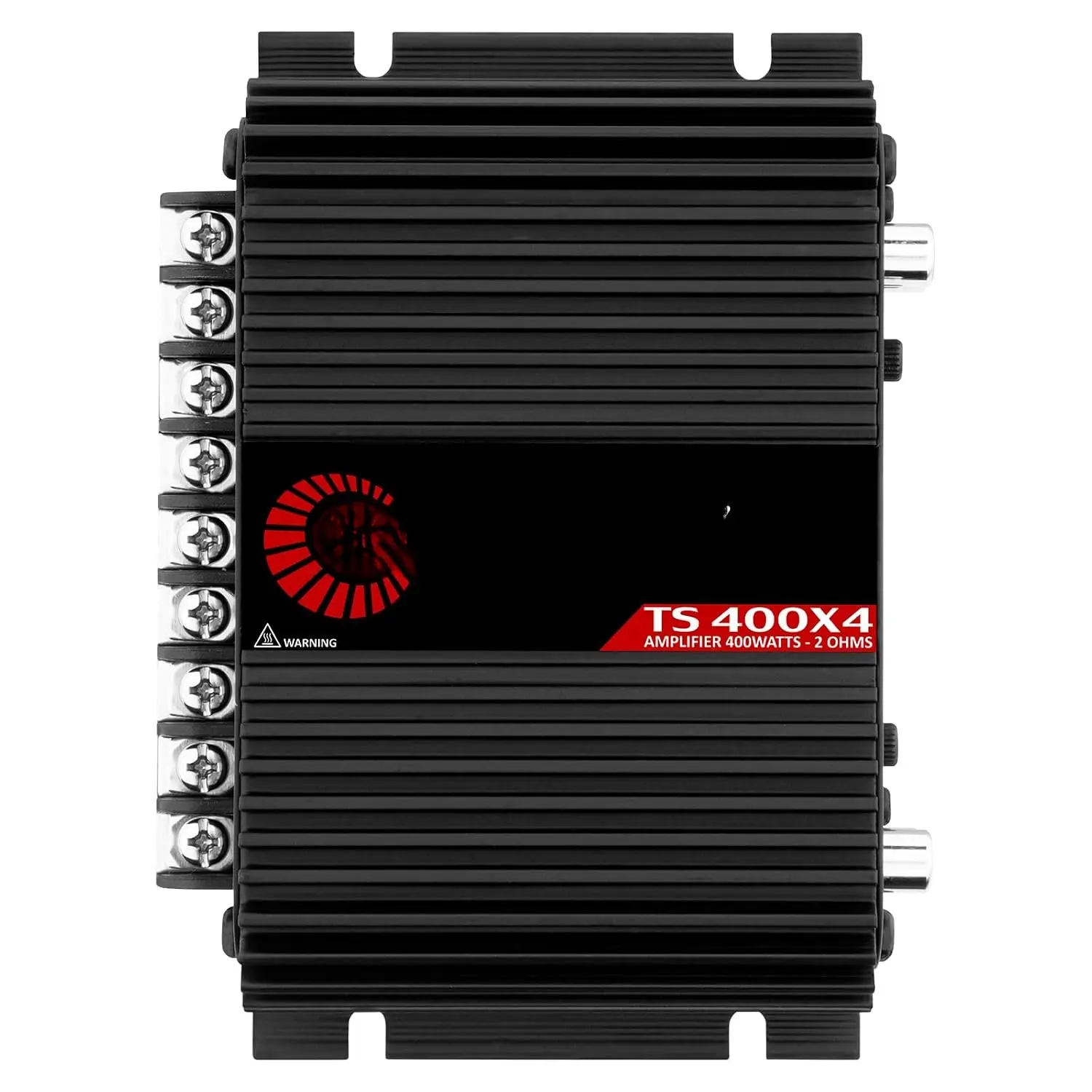 Taramps TS 400X4 Black 2 Ohms 400W RMS 4-  Audio Amplifier | High-Level and  inputs, bridgeable channels, -in crossover and compact Class D design for flexible installations.