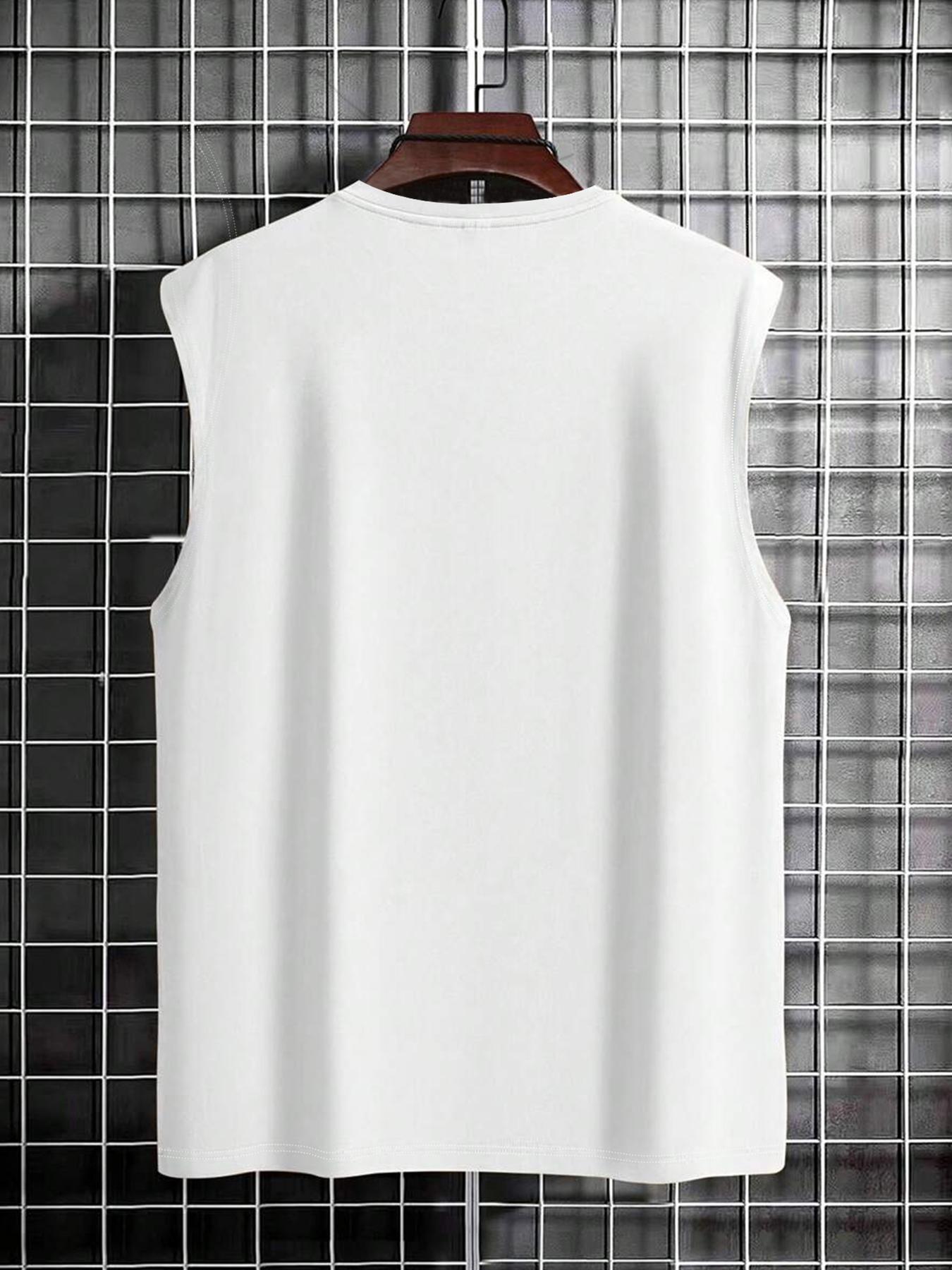 Men's Letter Print Cross Graphic Tank Top, Regular Fit Casual Comfy Sleeveless Breathable Top for Summer, Breathable Sleeveless Tops, Men's Clothes for Daily Wear, Socks