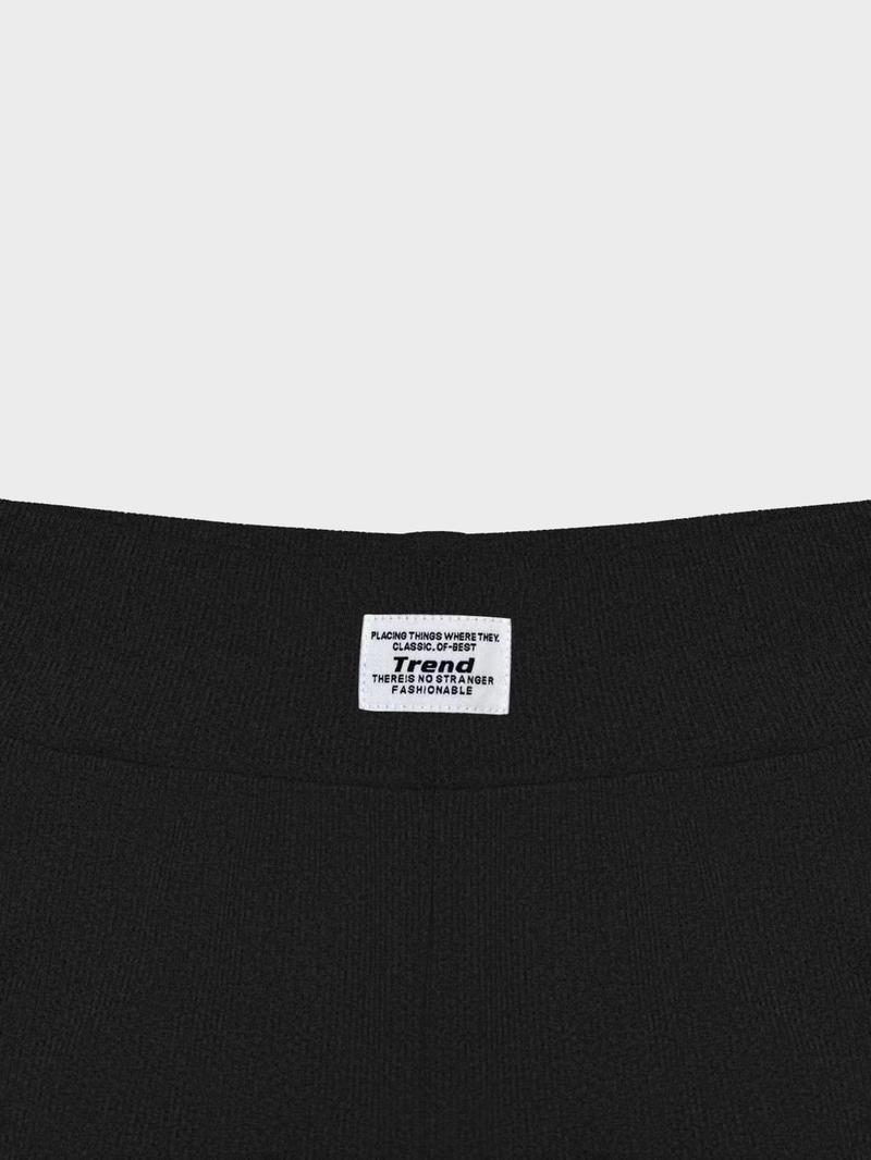 Women's Solid Short Sleeve Tee & Letter Patched Skinny Shorts Set, Casual Two-piece Set for Daily Wear, Ladies Clothes for All Seasons