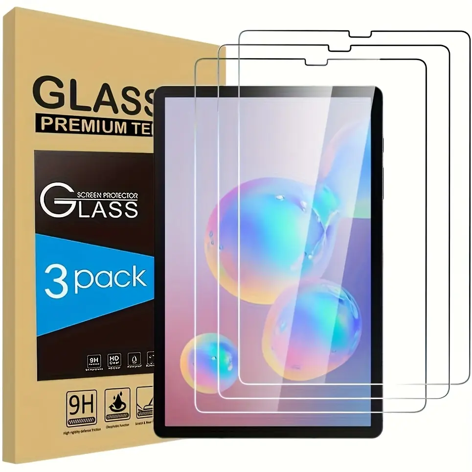 3-Pack Samsung Galaxy Tab S6 Lite/s5e/s6 10.5-Inch 2019 Tempered Glass Screen Protector, 9h Hardness, Anti-Fingerprint, Anti-Glare, Easy Install