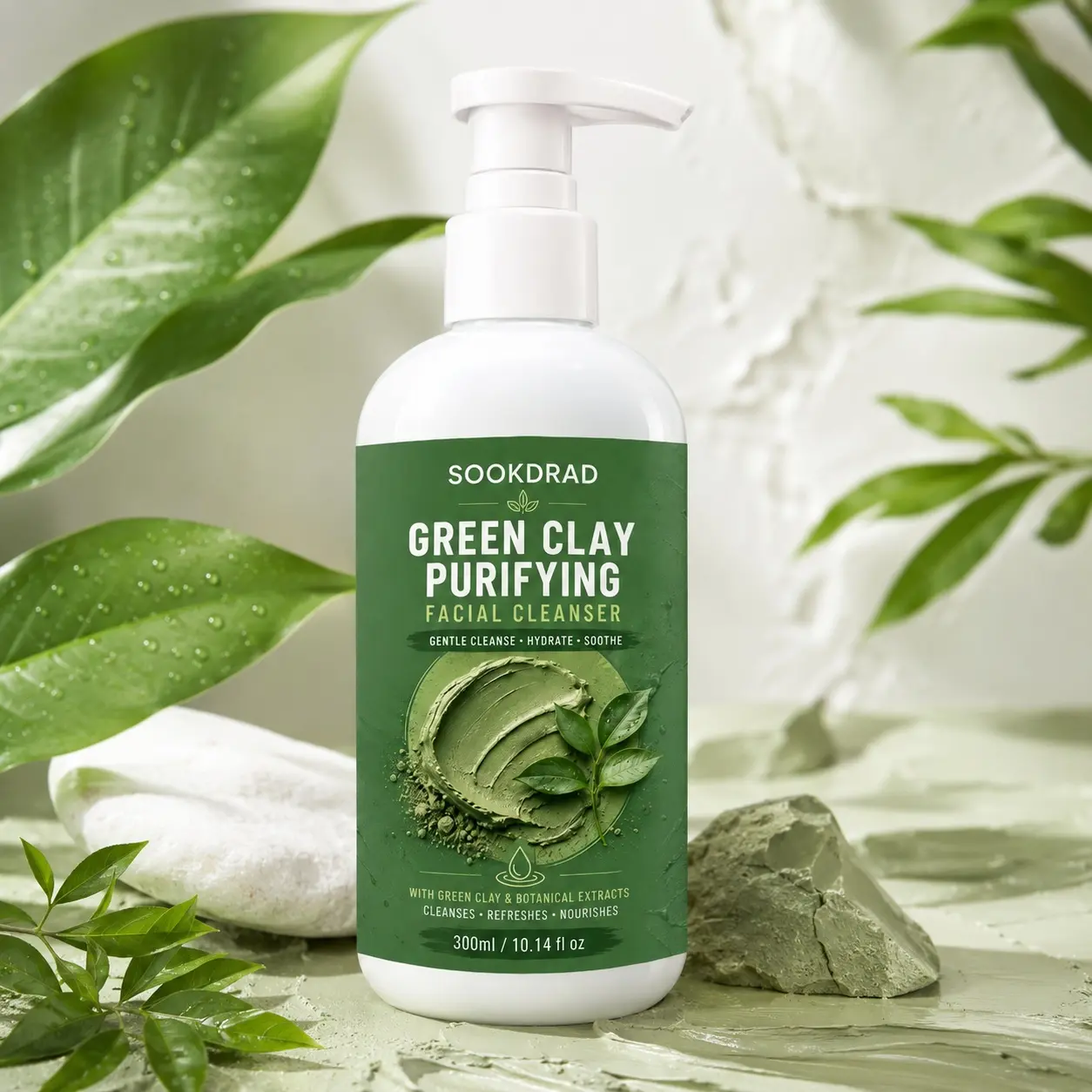 Green Clay Purifying Facial Cleanser, Green Clay, Botanical Extracts, Gentle Cleanse, Hydrate, Soothe, Cleanses, Refreshes, Nourishes, Face, All Skin Types, 10.14 fl oz, Daily Cleansing, 300ml