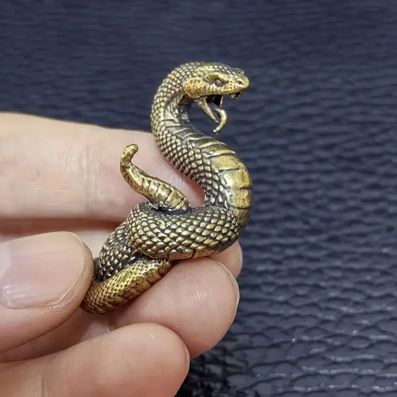 Vintage Brass Python Statue, Ideal for Living Room and Creative Desk Display, Perfect Home Office Coffee Shop Decor Art Piece