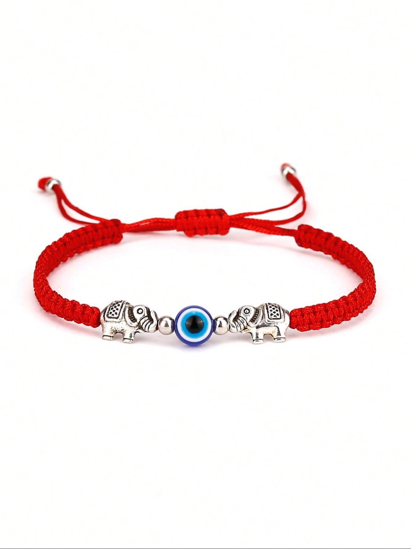 Eye Elephant Design Braided Bracelet, Adjustable Trendy Stack Bangle for Women & Men, Party, Daily Clothing Decor, Trendy All-match & Exquisite Jewelry for Birthday Gift, Gifts for Her, Adjustable Slider Bracelets, Stackable Bracelets, Fashion Bracelets