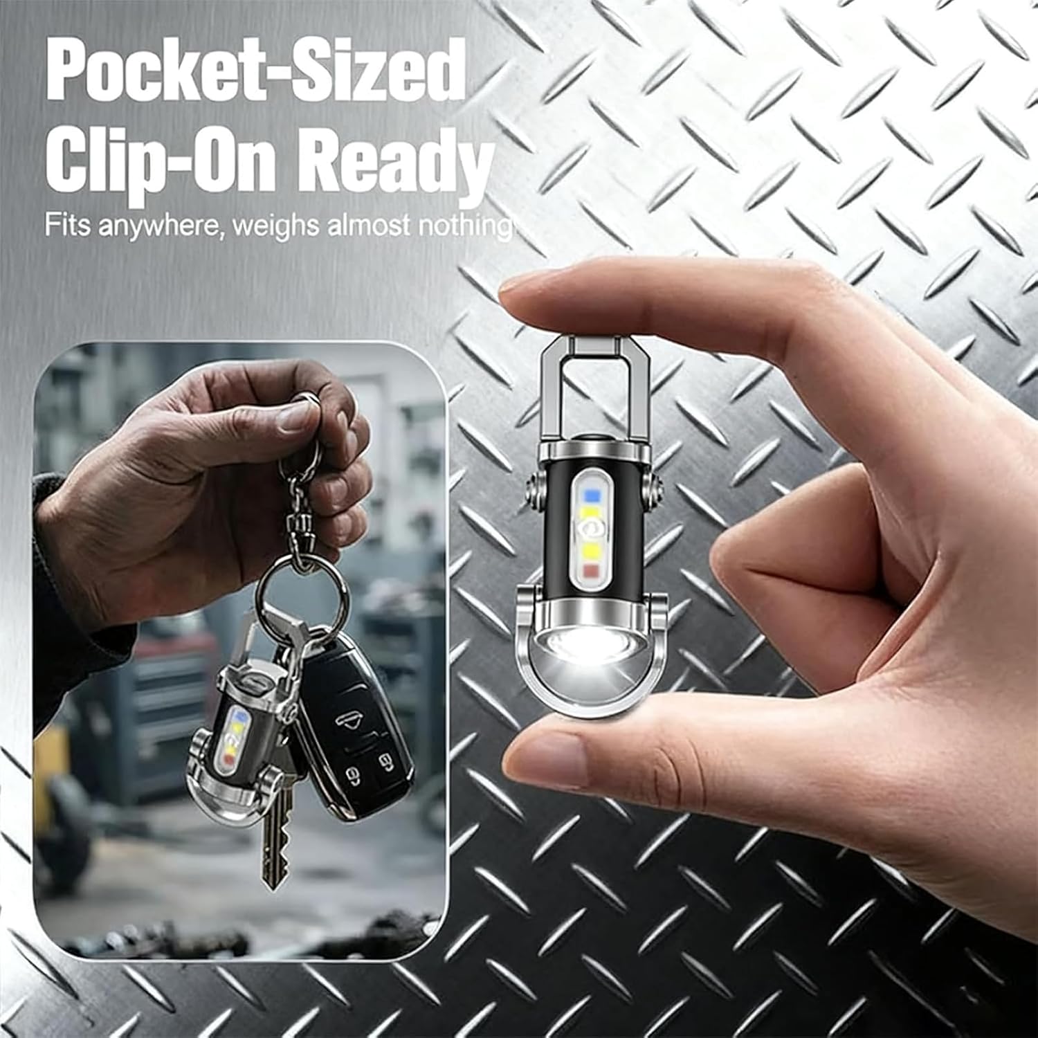 Rechargeable Mini Keychain Flashlights, 2-Pack Pocket Lights for Outdoor Adventures & Emergency Lighting (Black)