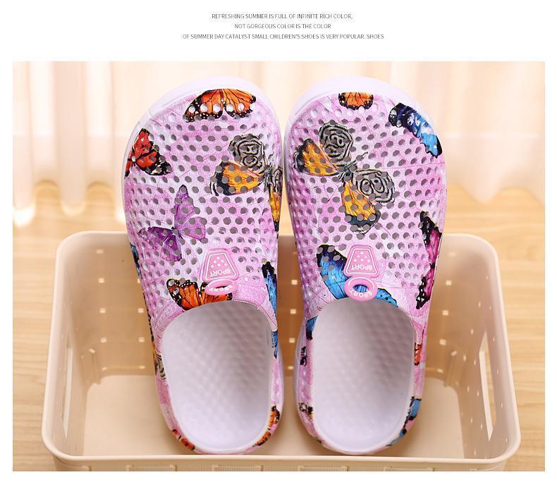 Butterfly Print Mesh Clogs for Women, Breathable Slip On Mules, Lightweight Non Slip Casual Summer Sandals, Cute Comfortable Nursing Shoes for Indoor Outdoor Beach, Trendy Aesthetic Footwear