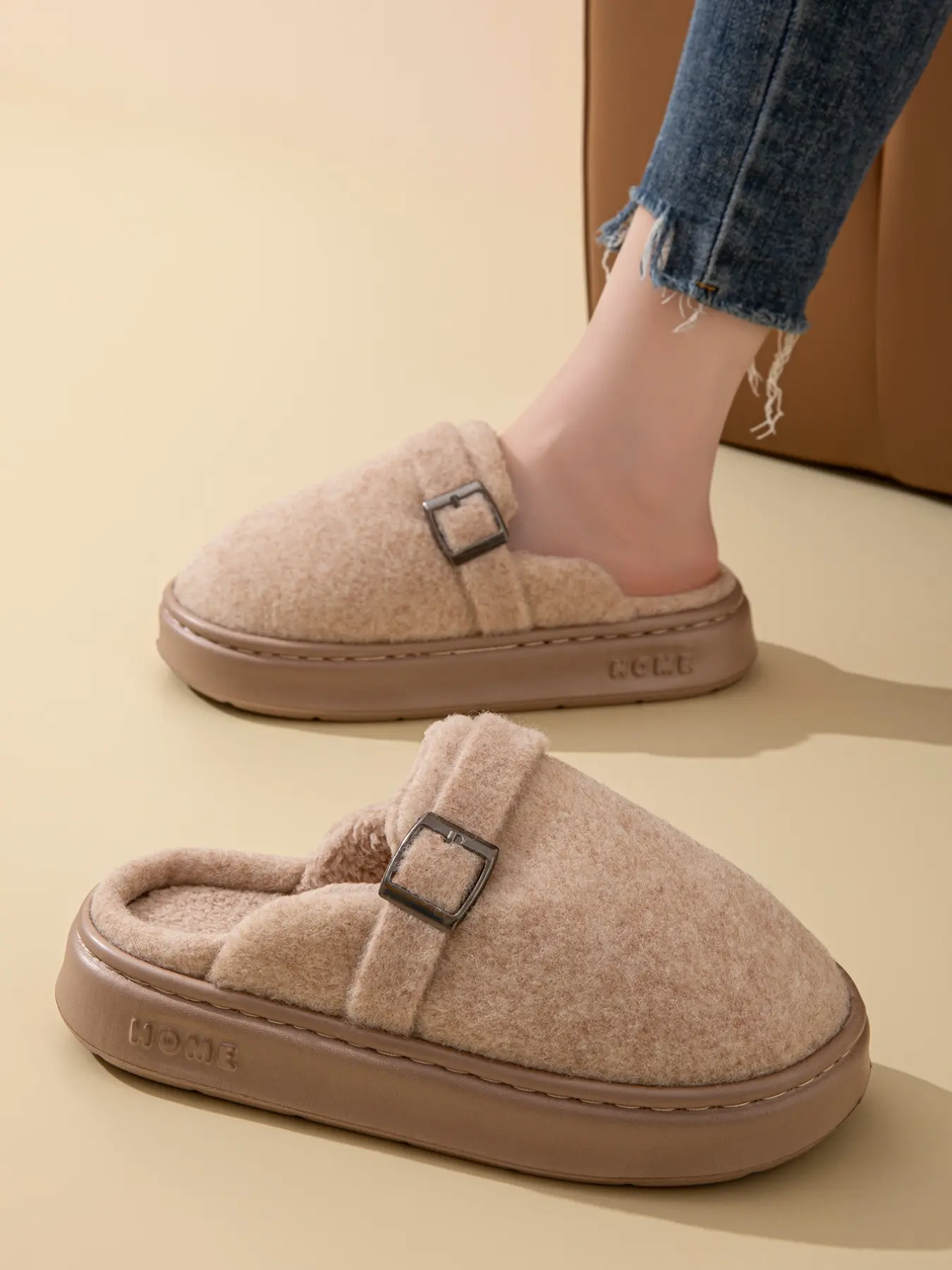 Vintage Leopard Print Slip-On Slippers for Women, Fluffy House Slippers, Thickened Plush Eva Sole, Anti-Slip, Warm Fall & Winter Footwear, Casual Home & Outdoor Wear