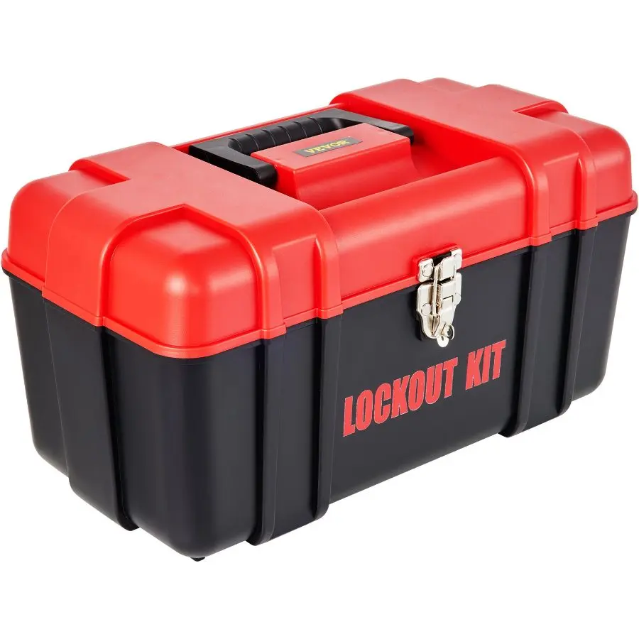 VEVOR 42 PCS Industrial Lockout Tagout Kit for Industrial Users, Electrical Safety Loto Tools with Multiple Lockouts, Padlocks Tags, Hasps, Ties, Plastic Box for Machinery Risk Mitigation