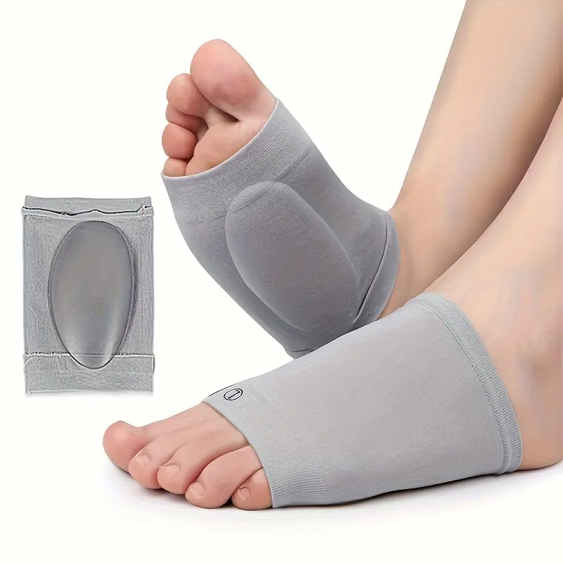 Front Foot Compression Arch Support Sleeve with Gel Pad Inside - Support for Flat Feet, for Women and Men, Grey