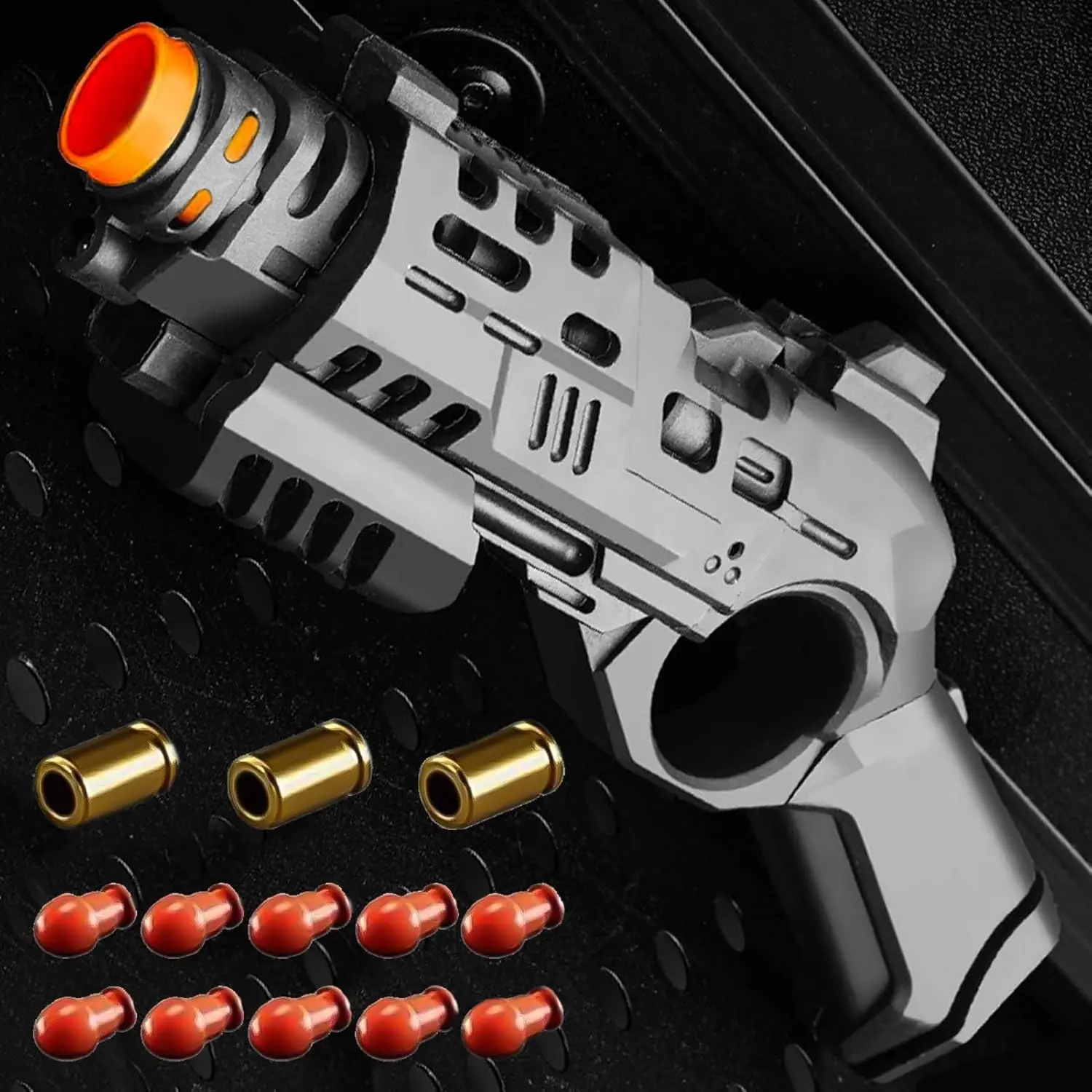 Ography Fidget Gun Fidget Toys Adults, Fidget Slider Toy Gun Stress Relief Relax EDC Gyro Finger Toy Fidget Ring Enhanced Feel Fingertip Textured Spinner Flip for Age 14+ (Night Black)