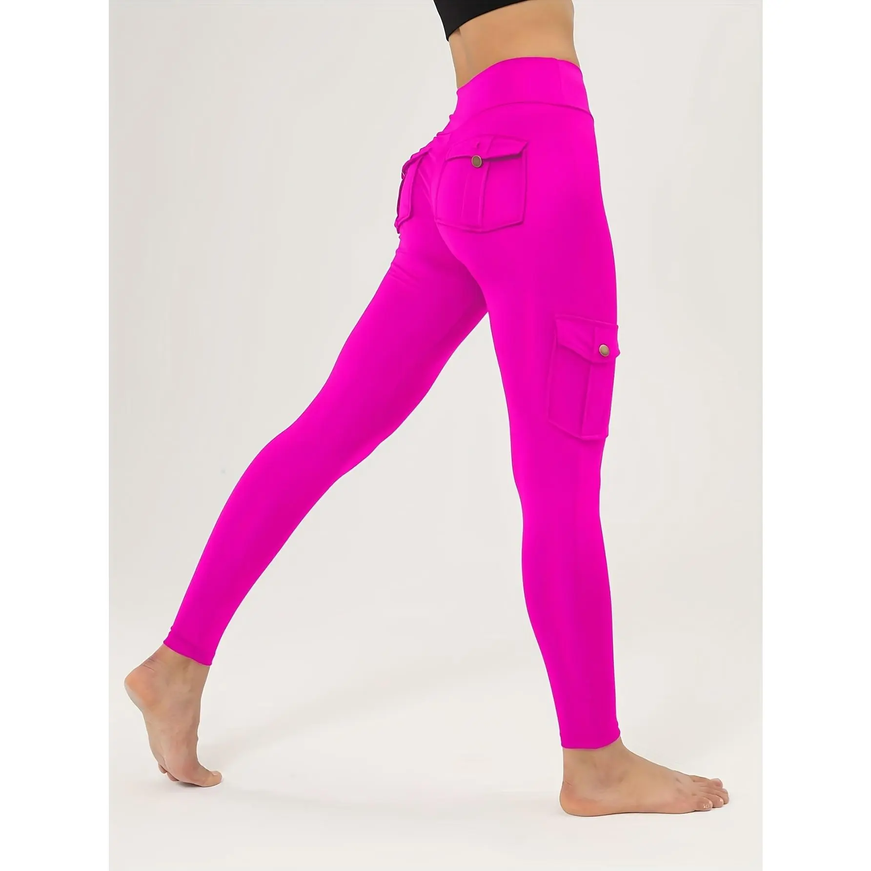 Pants with a Broad Waistband, Designed for High Stretch And Pockets, Suitable for Work, Form-Fitting, Enhances The Hips, Compresses The Abdomen, Ideal for Fitness And Workouts, Quick-Drying Tight Trousers