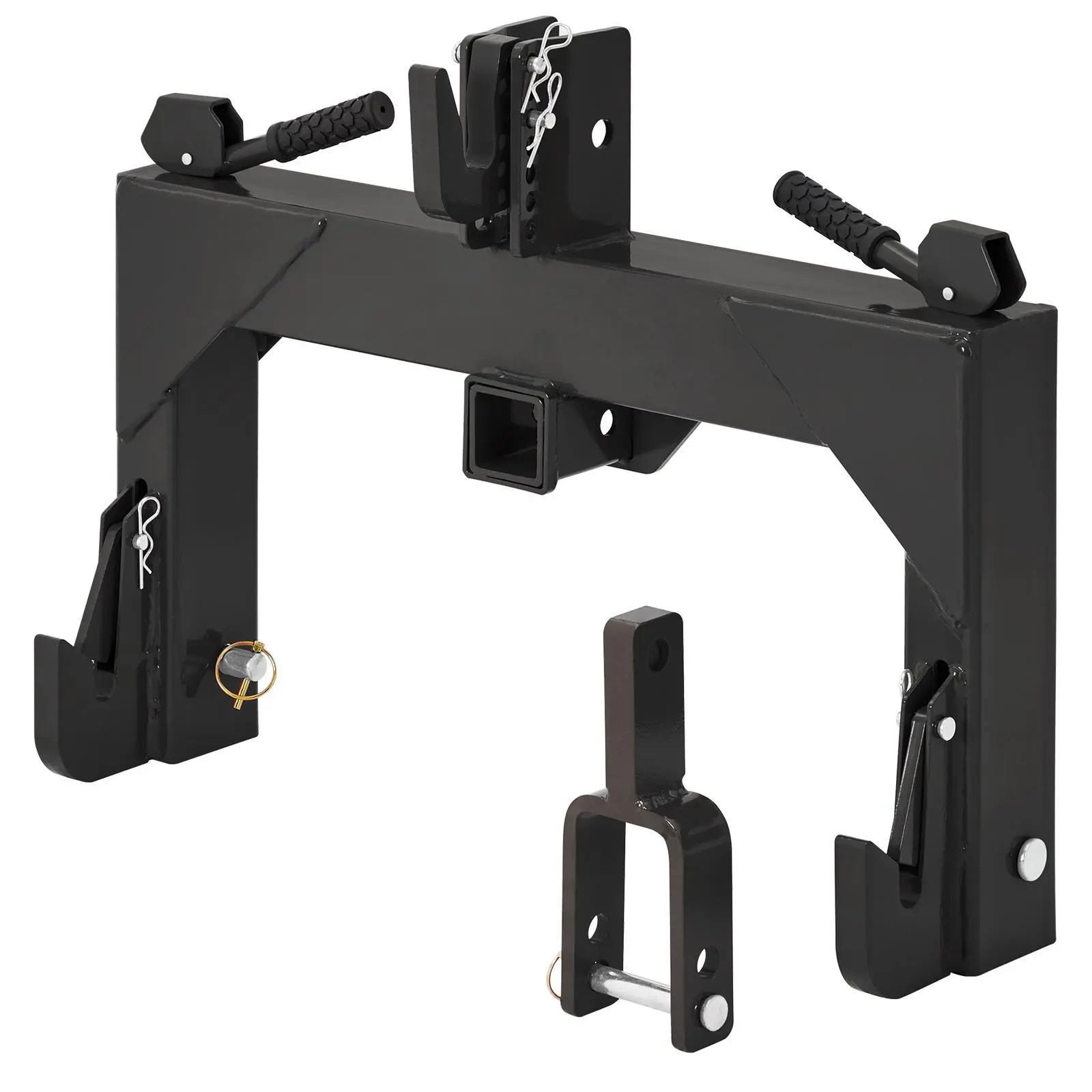 Cat 1 3-Point Quick Hitch – With 2" Receiver, 3000lbs Capacity | For Compact Tractors, JD, Kubota | Heavy Duty Steel, No Bushings | Fast Attach, Adjustable Height | Towing & Implement Hookup | Rust-Resistant | Farm Tractor Attachment