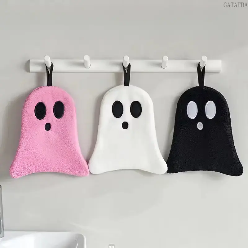 Halloween Ghost Pattern Hand Towels, Soft Absorbent Coral Fleece Towels, Cute Bathroom & Kitchen Tea Towels, Autumn Home Decor, Ideal Halloween Gift,back to school,back to school haul
