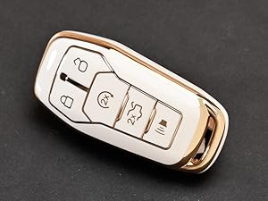 for Ford Key Fob Cover - Soft TPU Key Fob Case Shell Cover Holder Protector for Ford Edge Fusion Explorer Mustang Lincoln MKZ MKC MKX Smart Keyless Remote(Red)