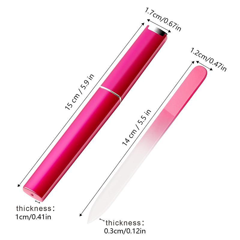 Glass Nail File with Case, Nail File Kit, 3 Counts/6 Counts Professional Glass File, Double-sided Etched Gentle Nail Care Tool for Women & Adults