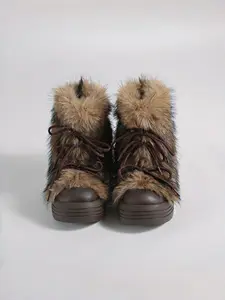 Women's Mid-Calf Boots, Thick Sole Faux Fur Lining, Round Toe Casual Style, Fall & Winter Warmth, Y2K Retro Outdoor Shoes