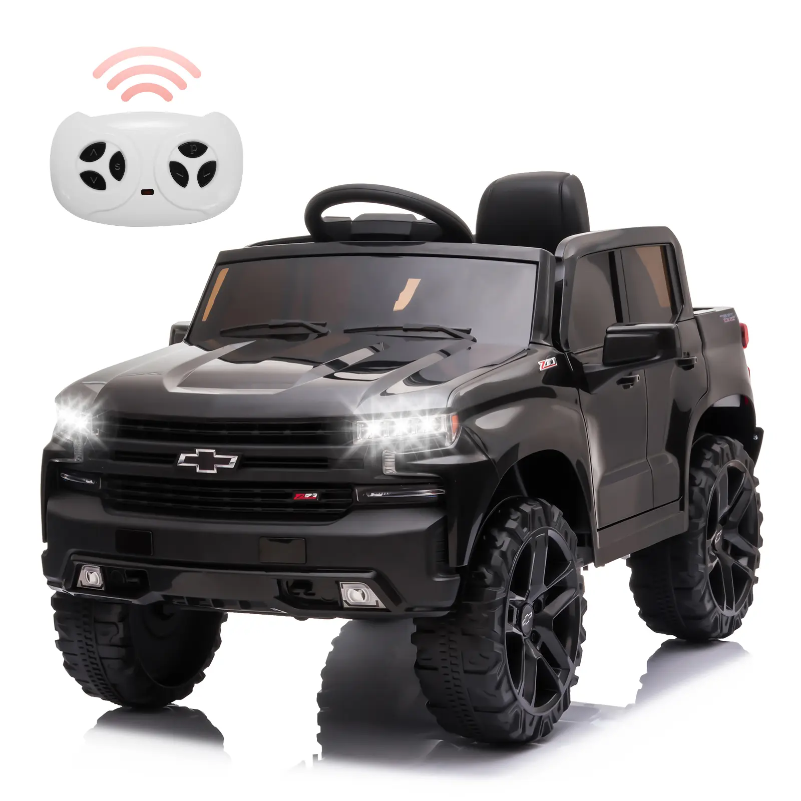 12V Ride on Car,Battery Powered, Electric Vehicle Jeep,Ride On Truck with Remote Control, MP3/Bluetooth, Spring Suspension, LED Light, Black/White/Pink