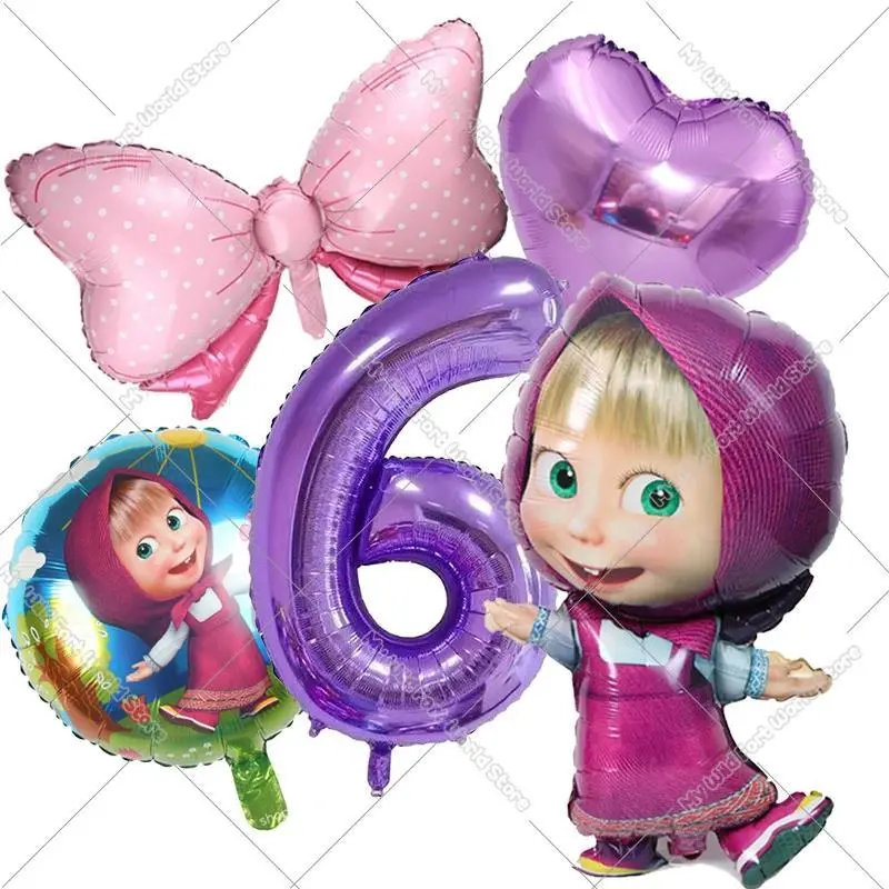 Masha and The Bear Birthday Balloons Decoration Number Bowknot Heart Ballons Set Girl Boy Party Supplies Kids Birthday Favors Masha and The Bear Birthday Balloons Decoration Number Bowknot Heart Ballons Set Girl Boy Party Supplies Kids Birthday Favors