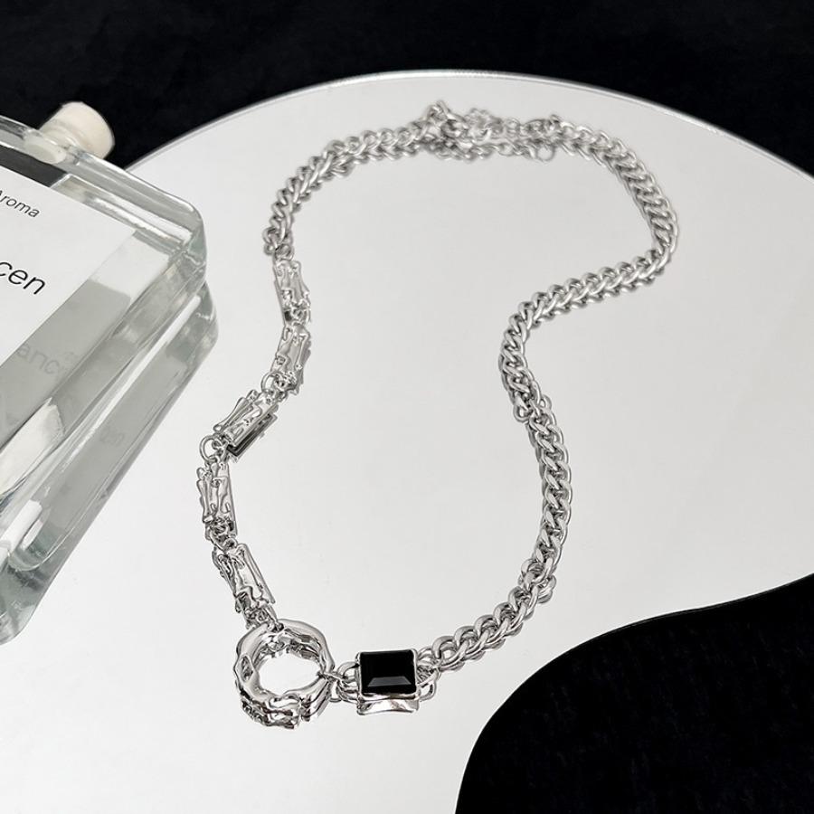 Titanium steel splicing necklace men's non-fading trendy design high-end sense personality versatile women's new accessories