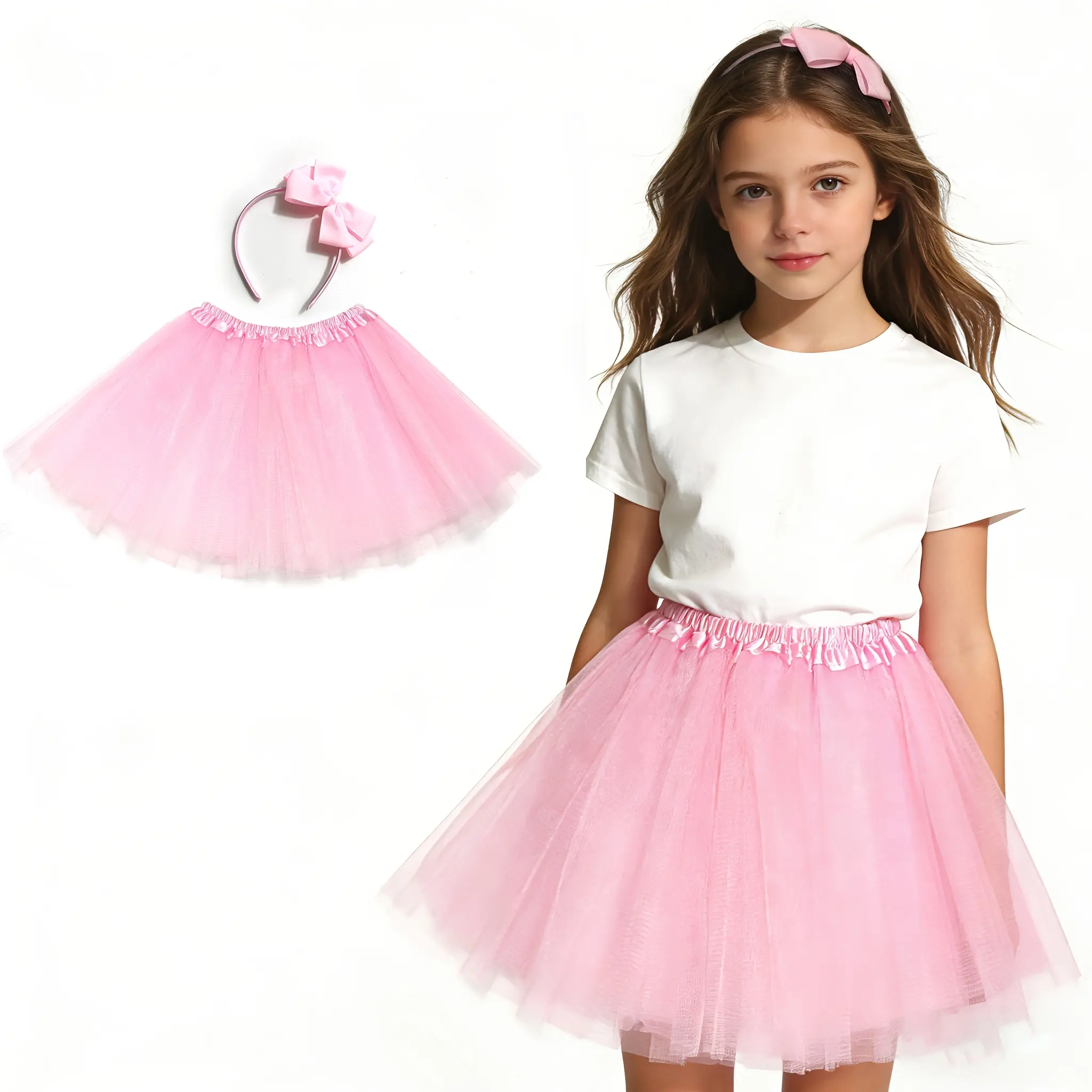 Vibrant Kids Tutu Skirt Headband Sets: Soft Fluffy Tulle Looks Little Girls Party Attires, Dance Practices & Casual Dress-Up