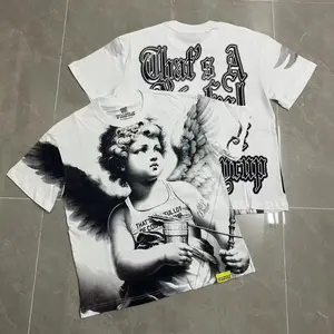 Cough Syrup Graphic Washed T-Shirt for Men & Women – Vintage Oversized Cotton Streetwear Tee, Cartoon Logo Print Short Sleeve Crew Neck Hip Hop Casual Fashion Top