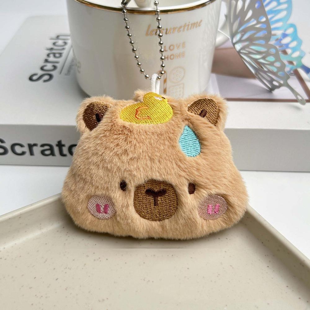 Cute Squinting Capybara Plush Keychain Blinking Heart Capybara Key Ring Beeping Runny Nose Cartoon Animal Pendant Couple
