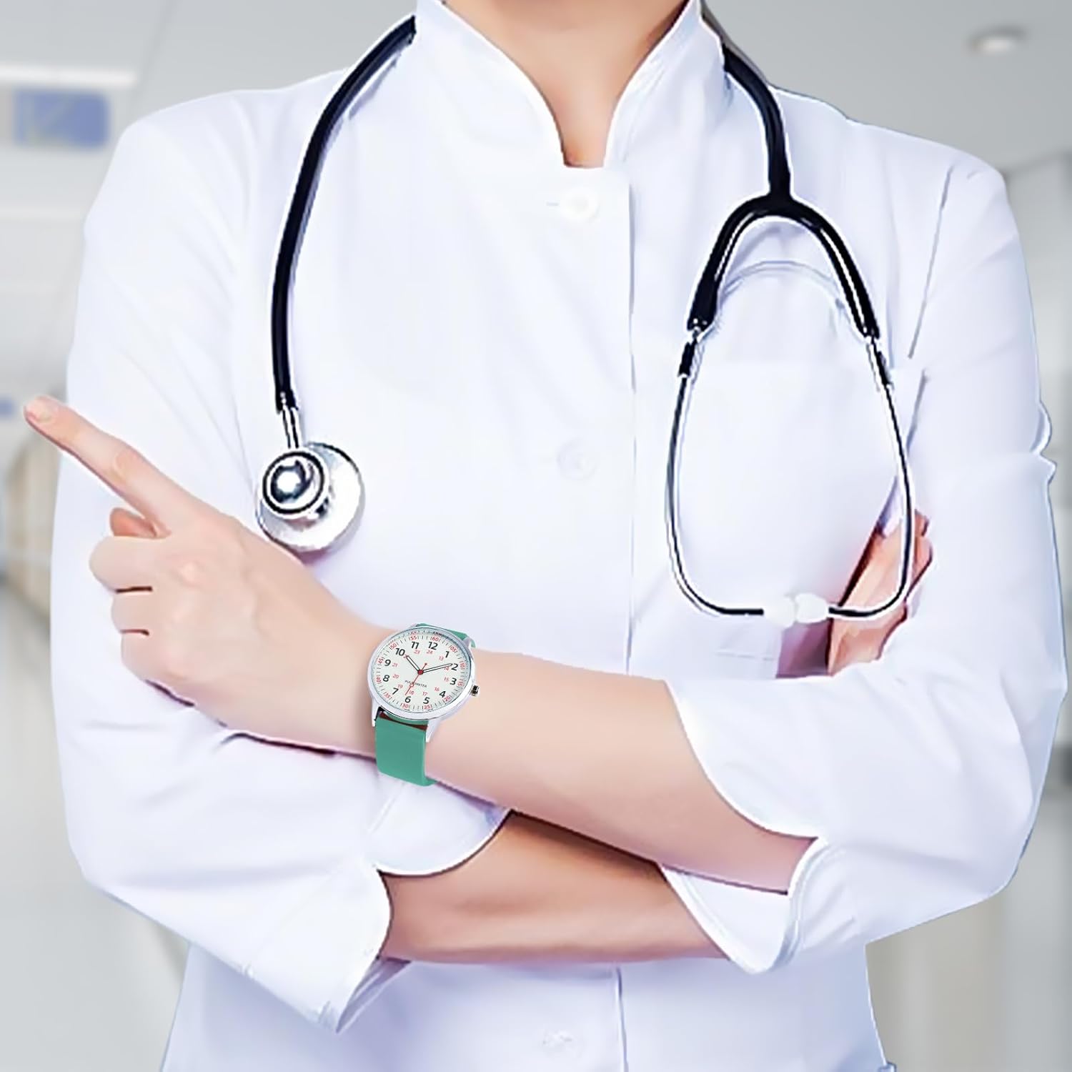 Women Watch for Nurse Easy to Read Dial Wristwatches  Band Water Resistant Watches Second Hand and 24 Hour
