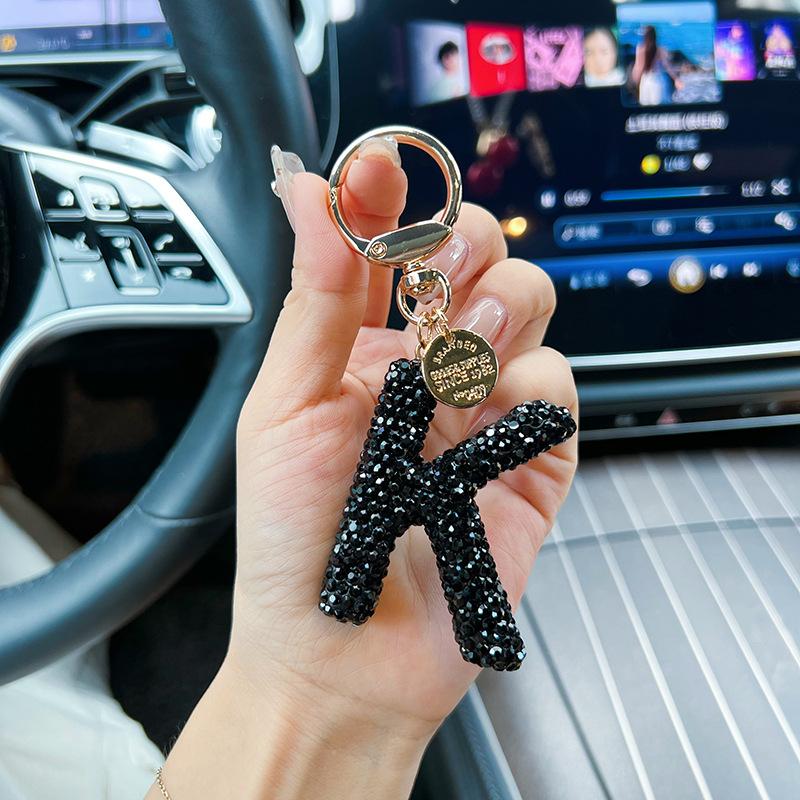 Creative Rhinestone Car Keychain, Aesthetic Bag Pendant Bag Charm, Fashionable Letter Key Ring, Elegant Bag Charm Accessory, Perfect Holiday  Accessory for Men & Women