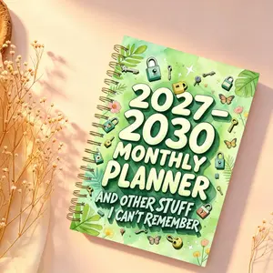 2027-2030 Monthly Planner/Calendar - January 2027 to December 2030, 4-Year Monthly Planner, Green-Themed Cover Design Notebook, Annual Calendar Planning, Monthly Tabs, 48-Month Calendar, 5.5 x 8.3 Inches, Thickened Paper, Elastic Cover, Durable Double Wir