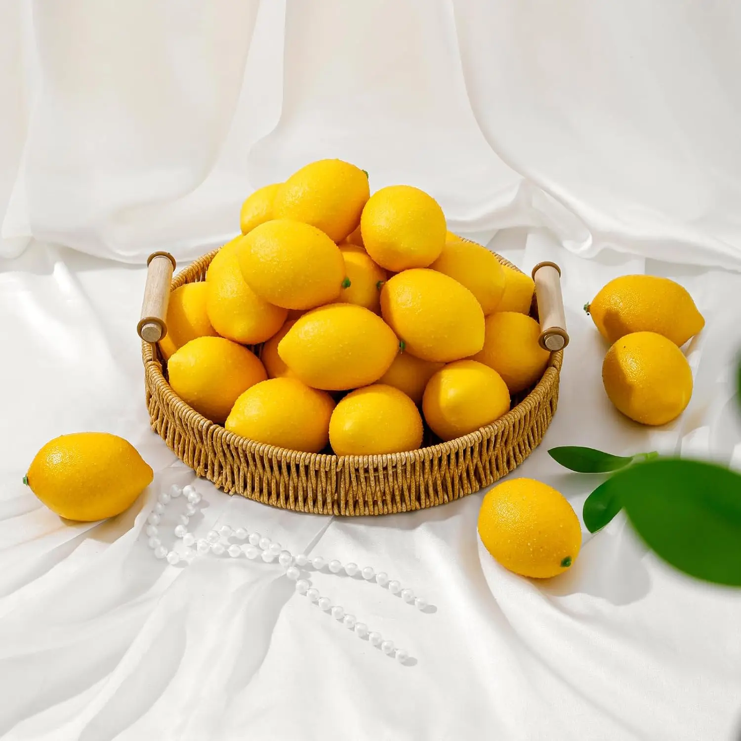 12 Pcs Realistic Artificial Yellow Fake Lemons for Home Kitchen Decor, Fruit Bowl Filler, Countertop Centerpiece, Table Vase Display, Lemonade Party, Farmhouse and Seasonal Decoration