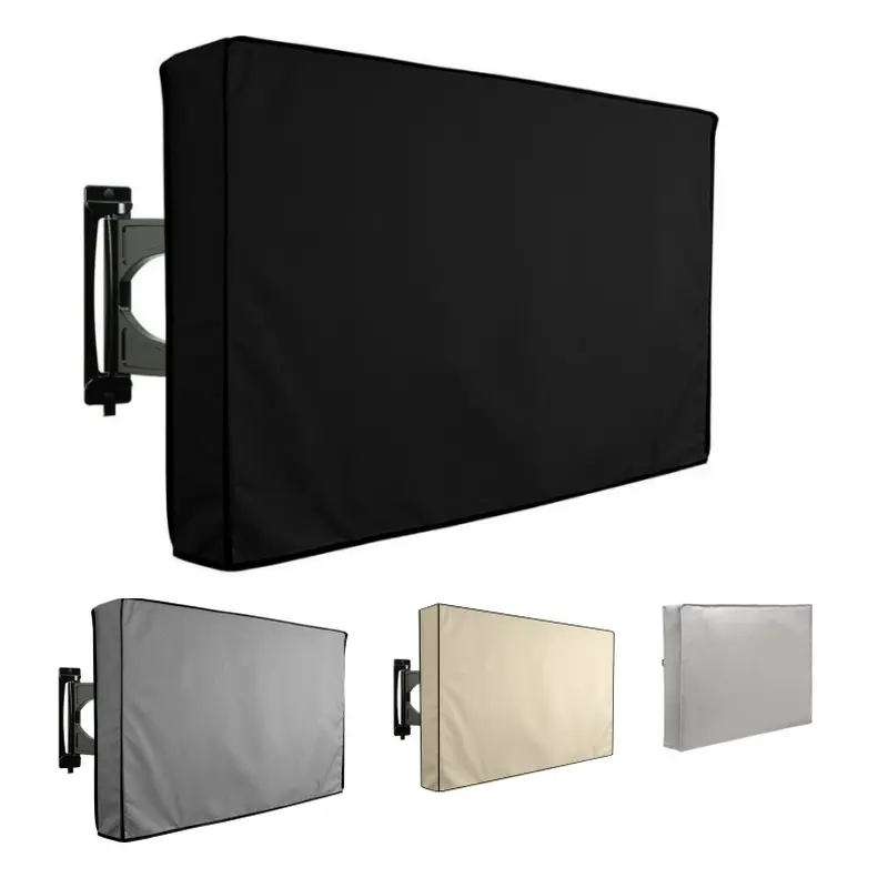 Outdoor TV protective cover gray, suitable for single and double wall mounting brackets compatible with 22 to 75 inch TVs, dust cover storage bag