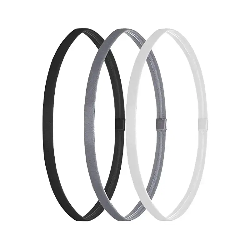 Unisex Anti-Slip Silicone Headbands, Set of 3, Ideal for Yoga & Running, Sweat-Wicking Sports Hair Bands, Universal Design