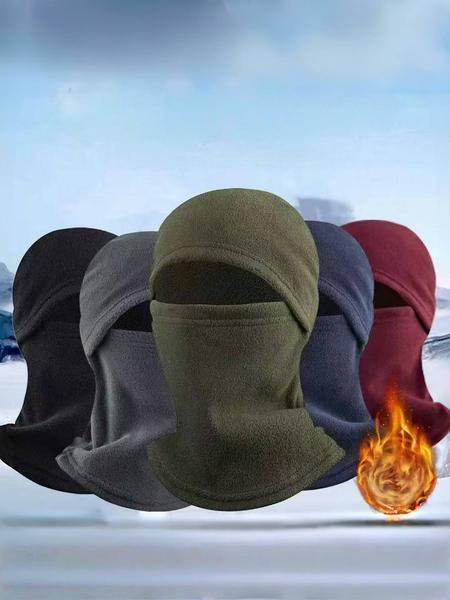 Autumn Winter Fleece Face Mask, Windproof Ski Cap and Hooded Neck Warmer for Unisex Outdoor Sports
